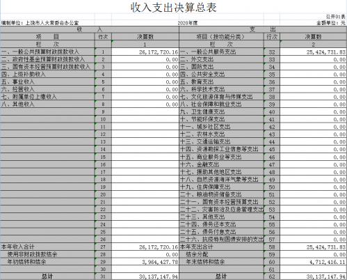 收入支出决算总表